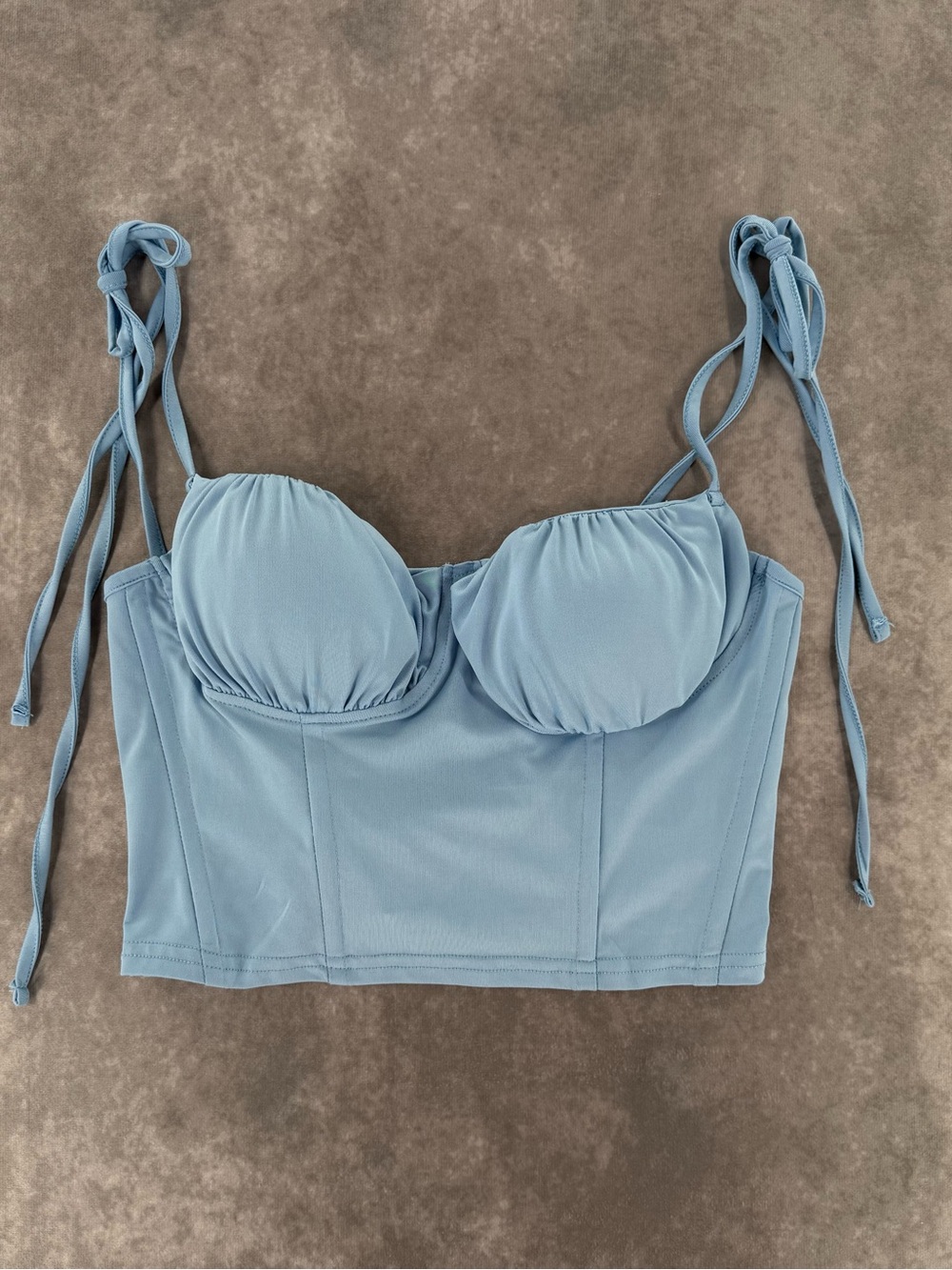 Women’s Blue Corset Crop Top Tie Strap Bustier Cami Size M